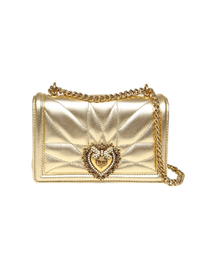 Shop Dolce & Gabbana Gold Leather Shoulder Bag