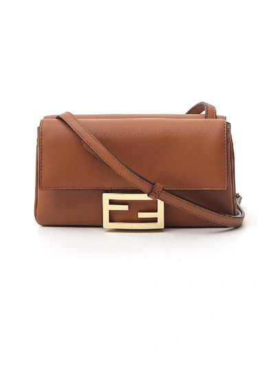 Shop Fendi Baguette Brown Leather Shoulder Bag