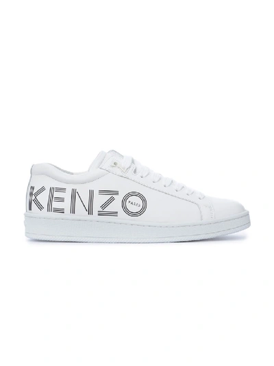 Shop Kenzo White Leather Sneakers