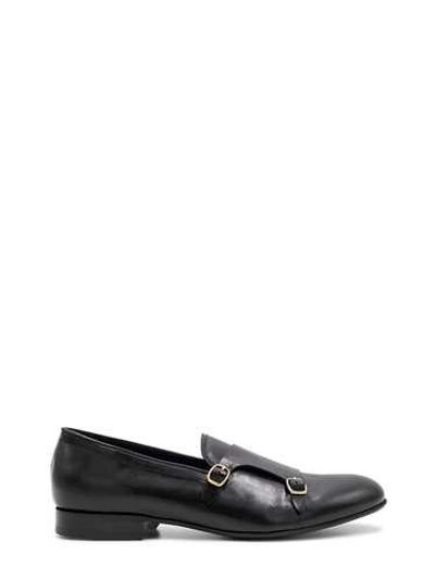 Shop Leqarant Monk Moccasin In Black Leather