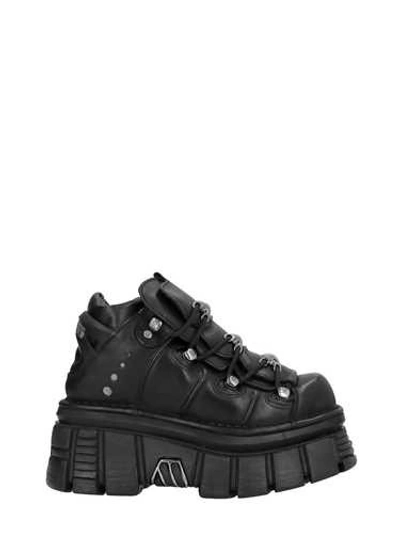 Shop New Rock Black Leather Platform Sneakers