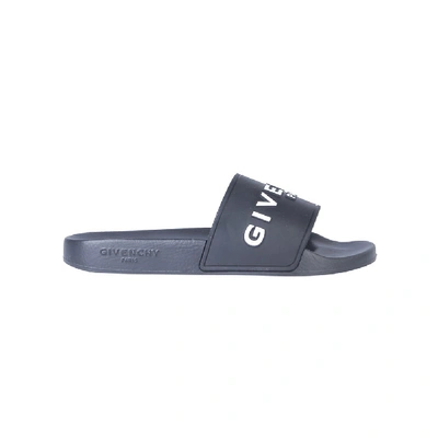 Shop Givenchy Black Rubber Sandals In Grey