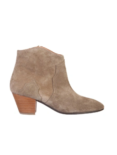 Shop Isabel Marant Dicker Beige Suede Ankle Boots In Brown
