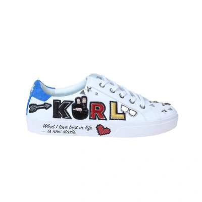 Shop Karl Lagerfeld White Leather Sneakers
