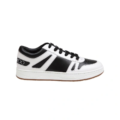 Shop Jimmy Choo White/black Leather Sneakers