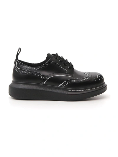 Shop Alexander Mcqueen Black Leather Lace-up Shoes