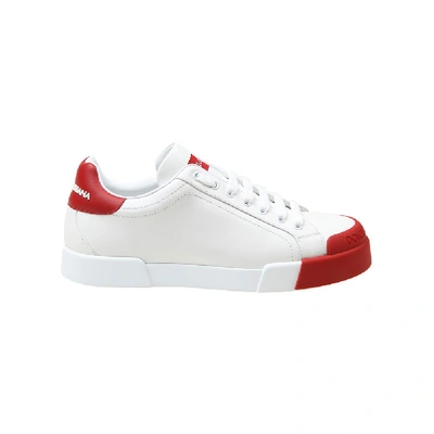 Shop Dolce & Gabbana White/red Leather Sneakers