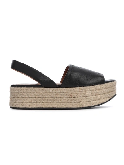 Shop Kenzo Black Leather Sandals