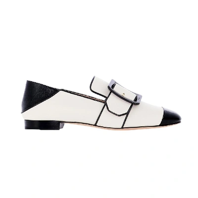 Shop Bally Janelle White/black Leather Loafers