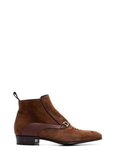 Shop Lidfort Suede Leather Ankle Boot In Brown