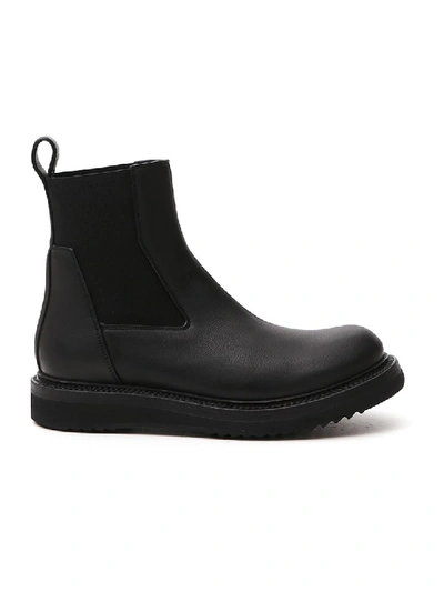 Shop Rick Owens Black Leather Ankle Boots