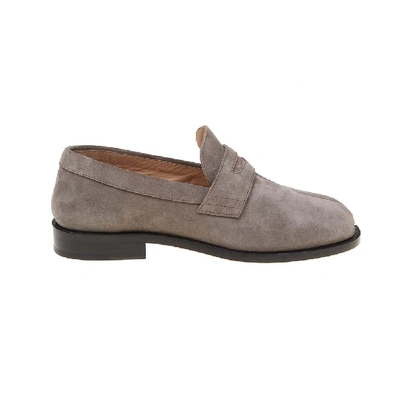 Shop Maison Margiela Beige Suede Loafers In Grey