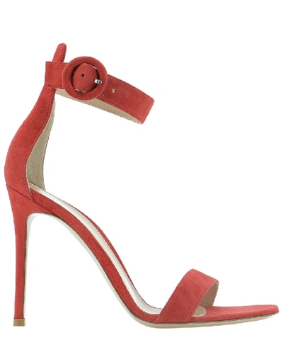 Shop Gianvito Rossi Red Suede Sandals