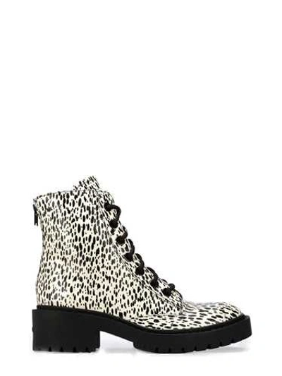 Shop Kenzo Leopard' Ankle Boot In Ecru Leather In White