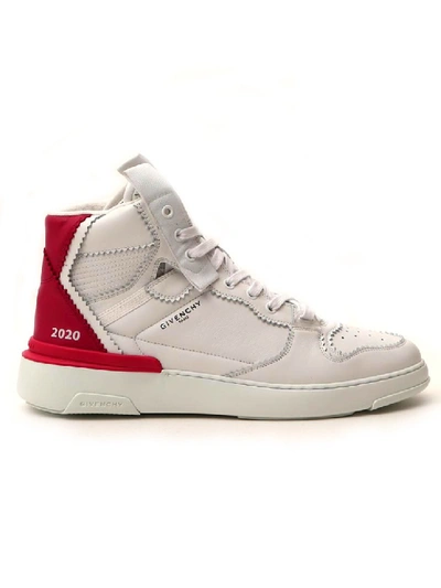 Shop Givenchy White Leather Hi Top Sneakers