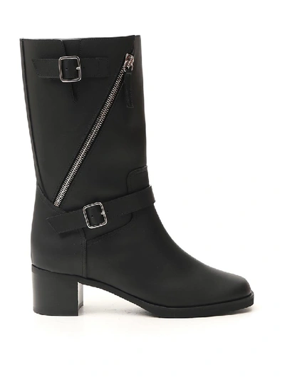 Shop Giuseppe Zanotti Black Leather Ankle Boots