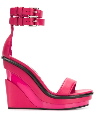 Shop Alexander Mcqueen Trompe L'oeil Pink Leather Sandals In Burgundy