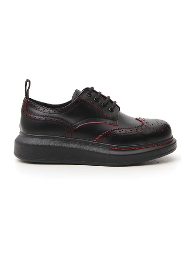 Shop Alexander Mcqueen Black Leather Lace-up Shoes