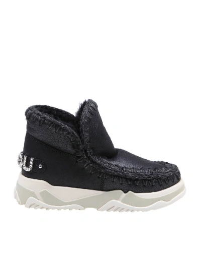 Shop Mou Sneakers Eskimo Trainer In Black Leather