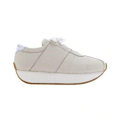 Shop Marni Beige Leather Sneakers In White