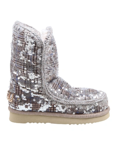 Shop Mou Silver Sequins Ankle Boots