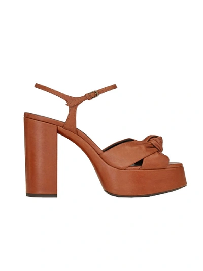 Shop Saint Laurent Bianca Brown Leather Sandals