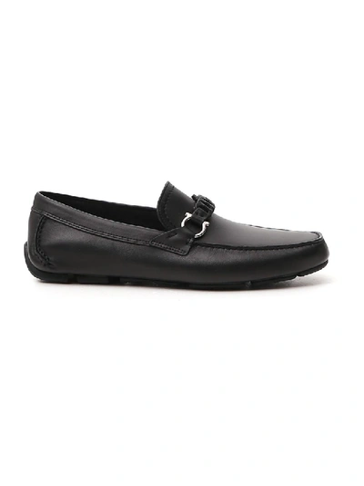 Shop Ferragamo Black Leather Loafers