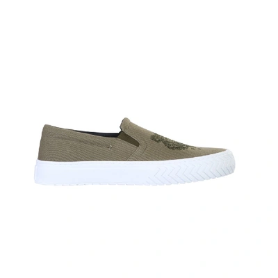 Shop Kenzo K-skate Green Cotton Slip On Sneakers