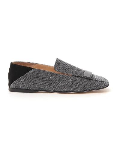 Shop Sergio Rossi Grey Leather Loafers