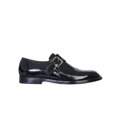 Shop Dolce & Gabbana Black Leather Monk Strap Shoes