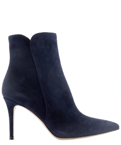 Shop Gianvito Rossi Blue Suede Ankle Boots