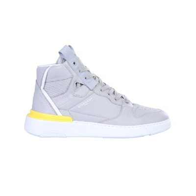 Shop Givenchy Wing Grey Leather Hi Top Sneakers