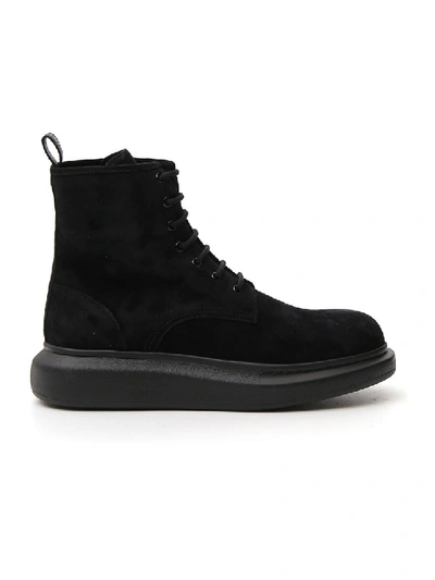 Shop Alexander Mcqueen Black Suede Ankle Boots