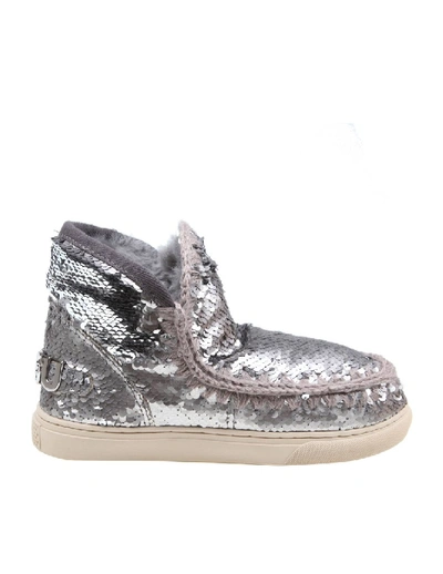 Shop Mou Silver Sequins Ankle Boots