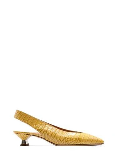 Shop La Sellerie Leather Mustard Pointed Shoes In Yellow