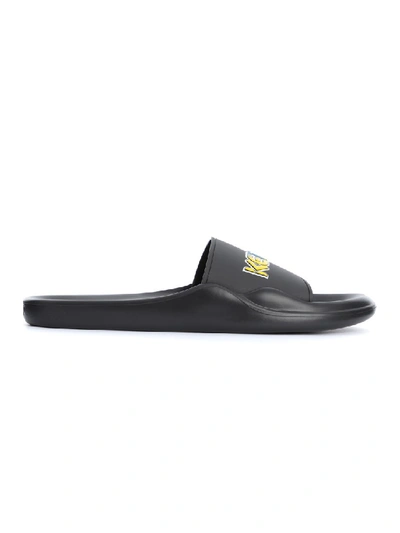 Shop Kenzo Black Rubber Sandals In Grey