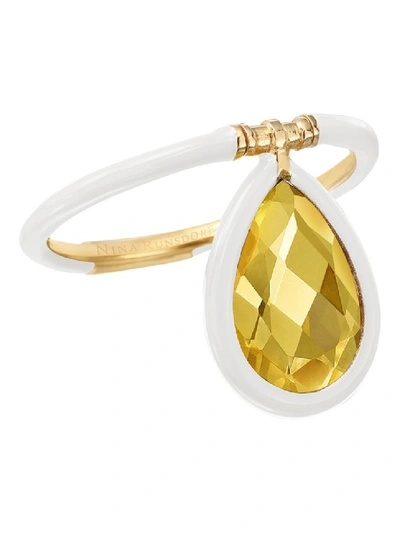 Shop Nina Runsdorf The Artist Medium White Flip Ring In Gold