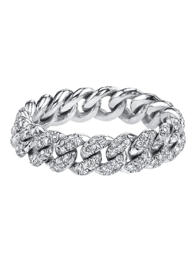 Shop Shay 18k White Gold Mini Pavé Diamond Link Ring In Not Applicable