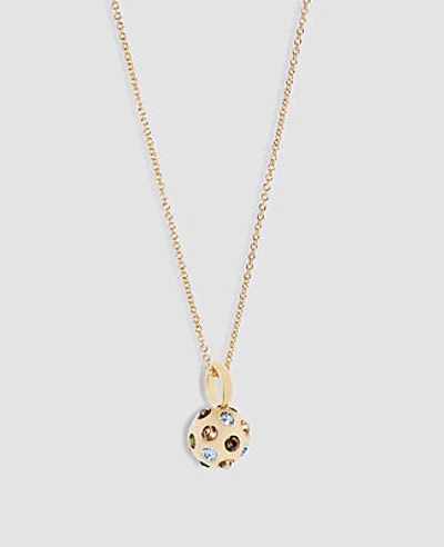 Shop Ann Taylor Jeweled Ball Pendant Necklace In Gold
