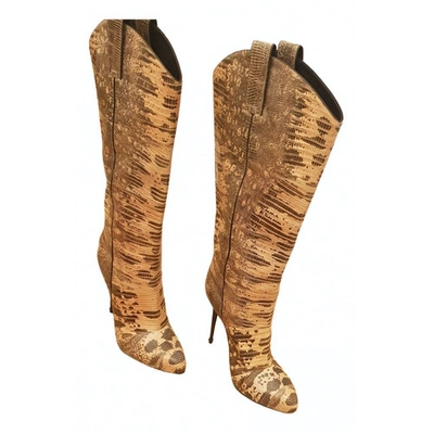 Pre-owned Tom Ford Beige Python Boots