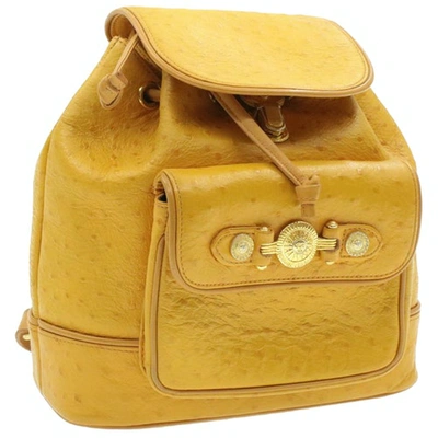 Pre-owned Versace Yellow Leather Backpack