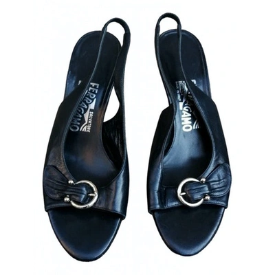Pre-owned Ferragamo Blue Leather Sandals