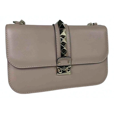 Pre-owned Valentino Garavani Glam Lock Beige Leather Handbag