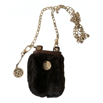 Pre-owned Dkny Brown Faux Fur Handbag