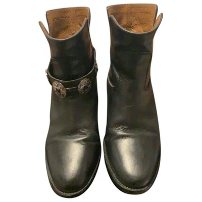 Pre-owned Via Roma Xv Black Leather Ankle Boots