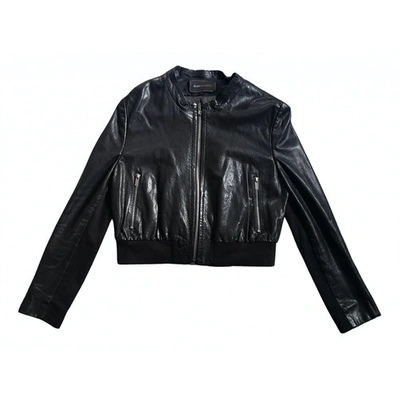 Pre-owned Bcbg Max Azria Leather Jacket In Black