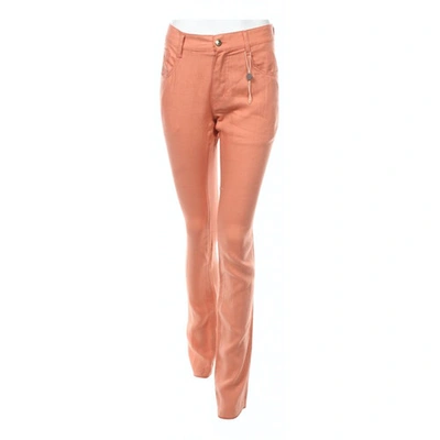 Pre-owned Just Cavalli Linen Slim Pants In Orange