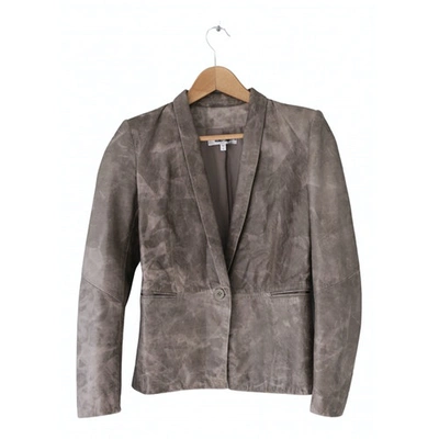 Pre-owned Helmut Lang Leather Blazer In Grey