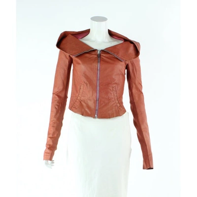 Pre-owned Rick Owens Leather Jacket In Pink