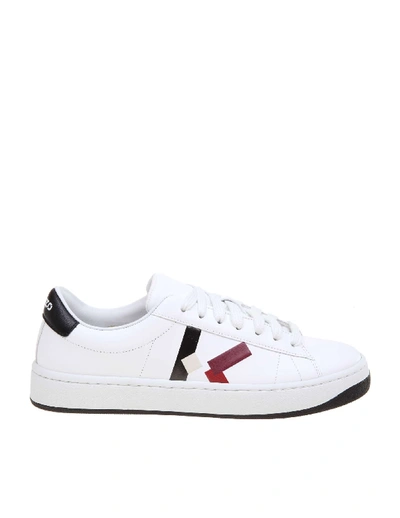 Shop Kenzo Sneakers Kourt Lace Up In White Leather In Magenta